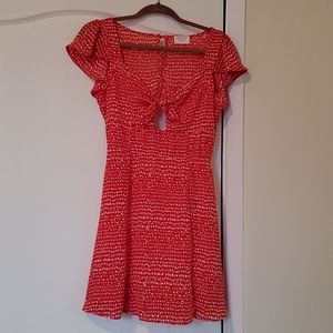 Flowy mini open back red dress